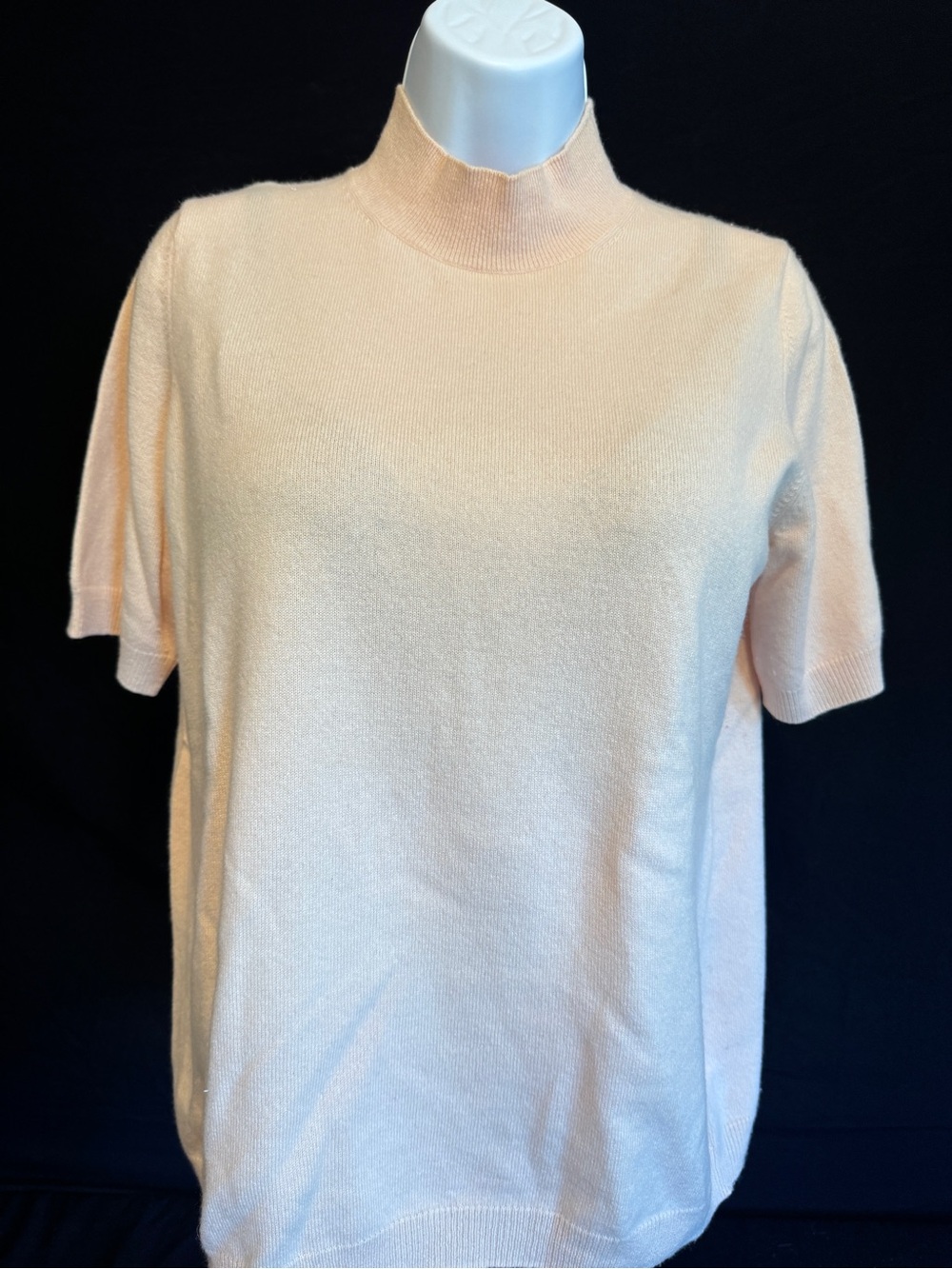Pure Collection Short Sleeve Mock Neck Top in Peach